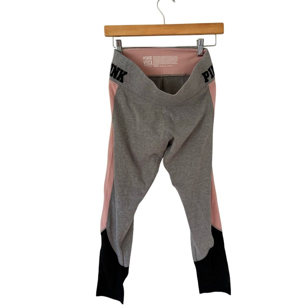 Victoria's Secret PINK Yoga Cropped Leggings Colorblock Gray Pink Black Size S